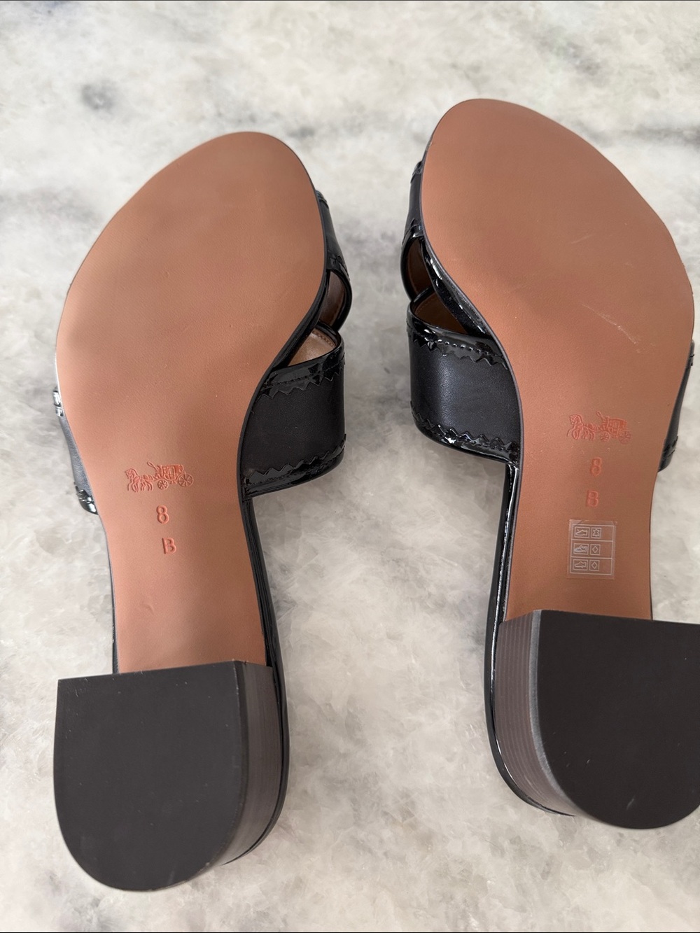 Coach Black Leather Crisscross Heeled Mules - Picture 2 of 2